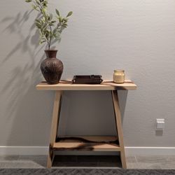 Handmade Burned Wood Console Entryway Table 