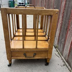vintage wooden Canterbury magazine rack