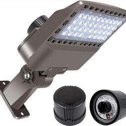 LED Parking Lot Light 100W/120W/150W, 22500LM Super Bright Dimmable Commercial Outdoor Parking Lot Floodlight Lighting 3-in-1 Sensor with Dusk to Dawn