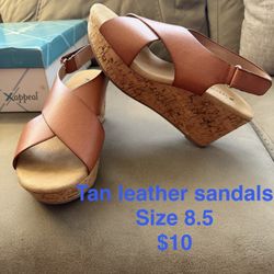Tan Leather Sandals Size 8.5