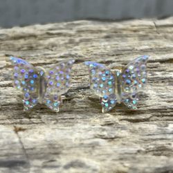 NEW Iridescent Butterfly Pierced Stud Earrings Fashion Jewelry 