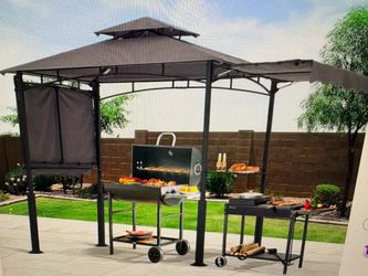 Steel Grill Gazebo with Collapsible Awning