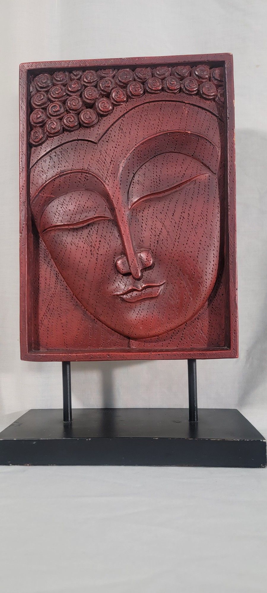 Hand Carved Wooden Buddha Statue On Stand