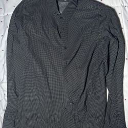 NEW Express M Black/White Button Up Polka Dots Long Sleeve Men’s Dress Shirt