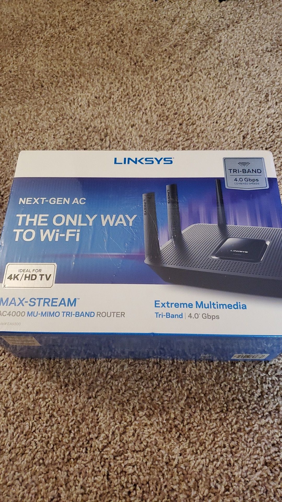 Linksys Max-Stream AC4000 MU-MIMO Tri-Band Wireless Smart WiFi Router (EA9300)