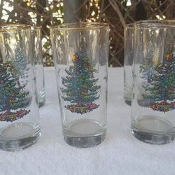 Christmas High Ball 22k Gold Rim set of Glasses
