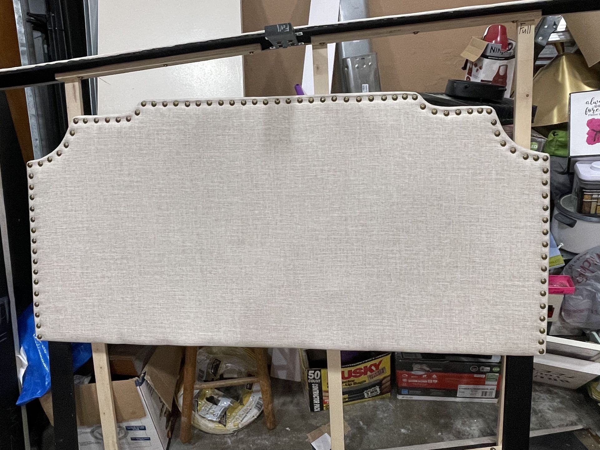 Full Size Beige Bed Frame