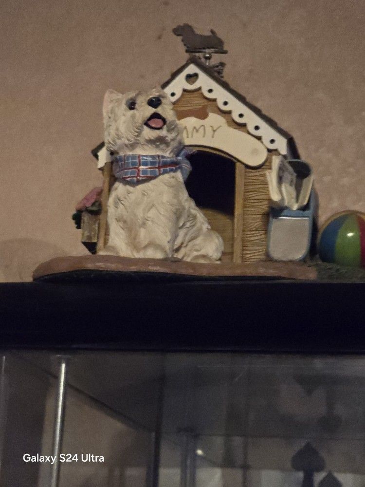 Dog and dog house figurine