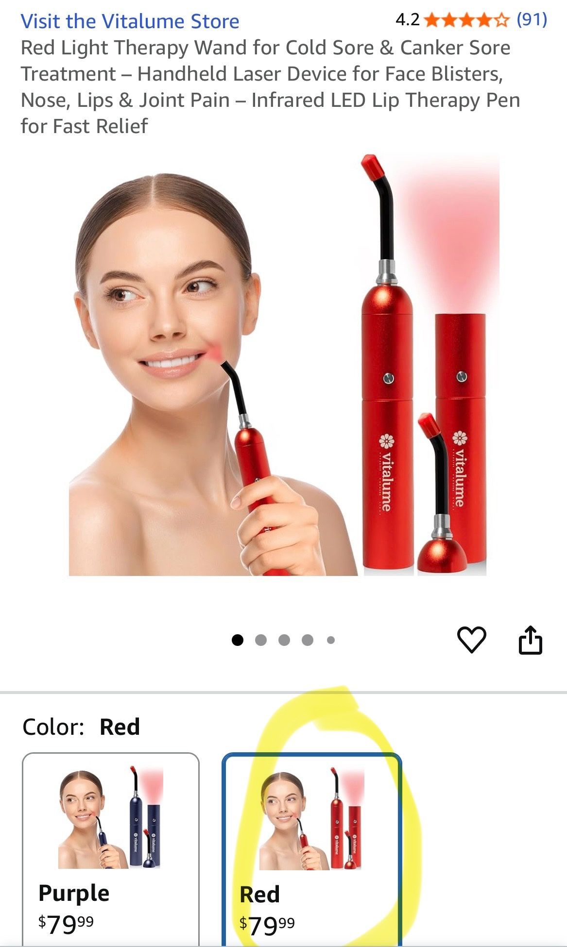 Red Light Therapy Wand for Cold Sore & Canker Sore Treatment – Handheld Laser Device for Face Blisters, Nose, Lips & Joint Pain – Infrared LED Lip The