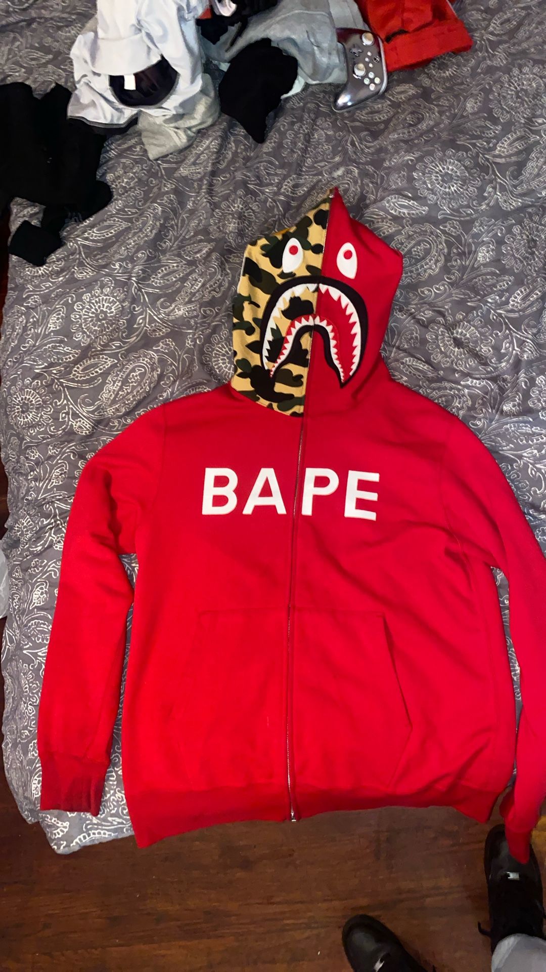 Red bathing ape size XXL full zip up hoodie