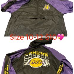 Lakers Windbreaker Jacket Boys Size Medium 10-12 Pre Love Condition💖💖M7