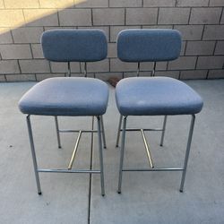 Counter Height Bar Stools Set of 2, 26" Fabric Kitchen Bar Stools with Back, Counter Barstools with Metal Legs, Bar Chairs for Kitchen Island, Gray