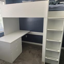 IKEA  Loft Bed Frame,  Desk And Storage- Twin