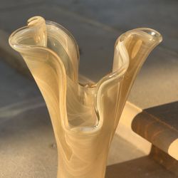 Beautiful Swirl Glass Vase (Beigeish yellow) 5”x16”