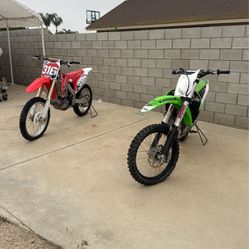 450 Dirt bikes Honda And Kawasaki 
