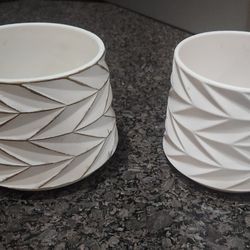 2 × Nice Ceramic Flower Pots (H-45.5" × W-5")