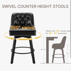 Height Swivel Barstools with Back,26" H Seat Height Upholstered Bar Stools for Kitchen Island,Set of 2