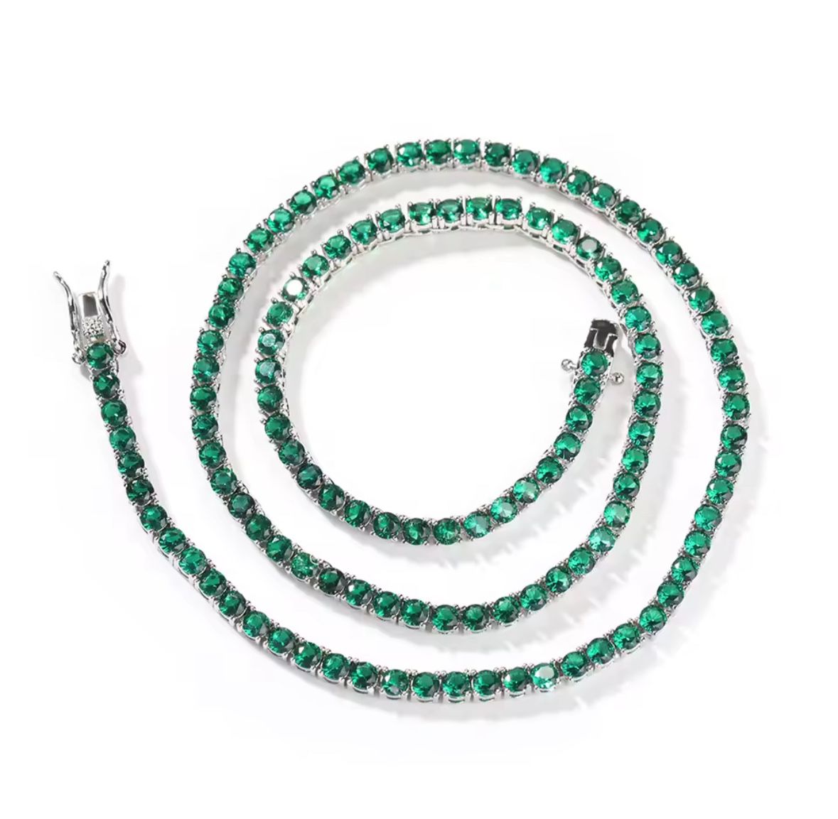 4MM Green Cubic Zirconia Tennis Chain Necklace (NWOT)