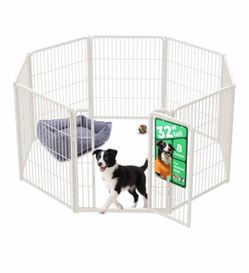 Dog Playpen for Indoor Use - Stress-Free and Safe Play, Heavy Duty 24 Inch 8 Panels Dog Pen for Puppies and Small Dogs, White│Patented  Mater