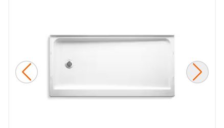 Esemble 60 in x 30 in alcove shower pan base with left drain in white