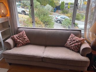 World Market Upholstered Sofa – Excellent Condition, Solid & Comfortable