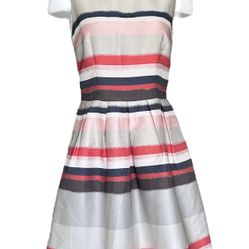 Hugo Boss Women's Striped Sleeveless Dilijana Fit & Flare Midi Dress Size 2