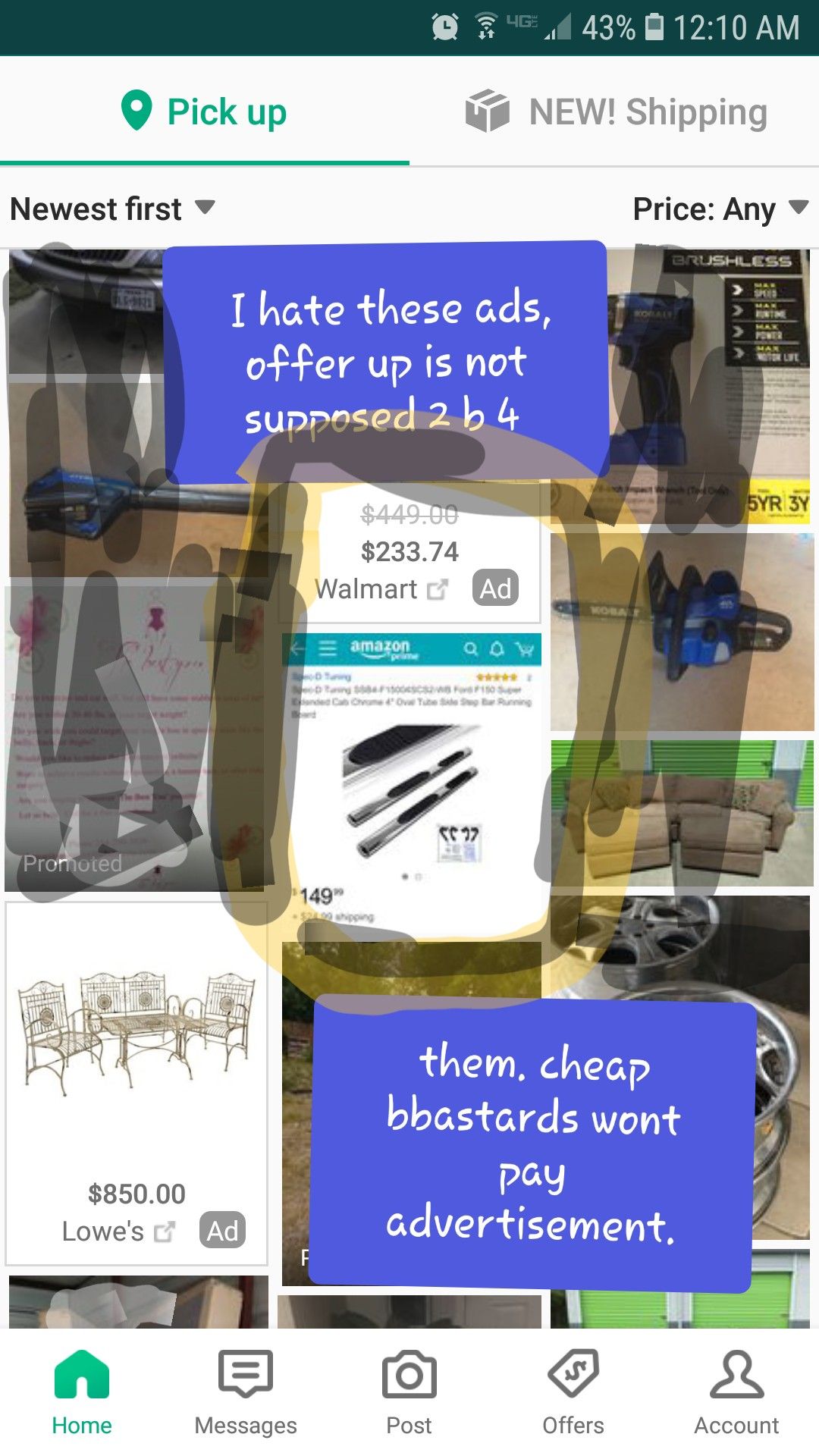 BAN COMPANIES / DEALERS FROM OFFER UP