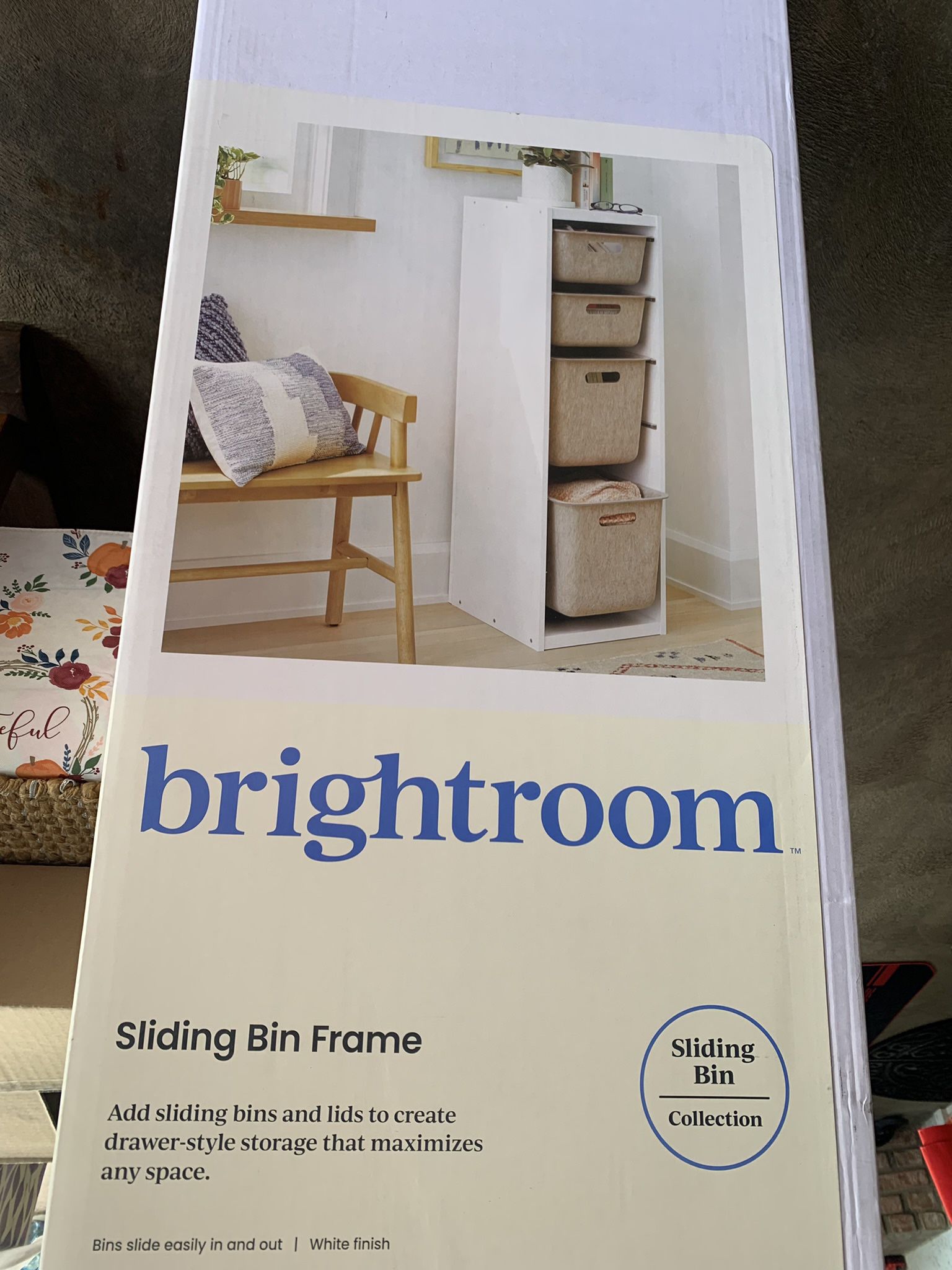 Brightroom Tall Sliding Bin Storage White