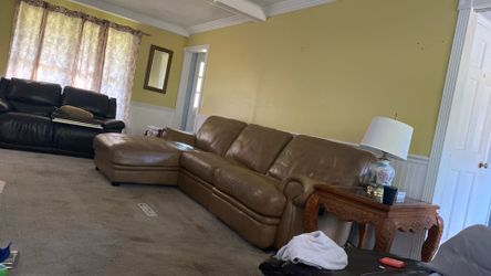 Huge, extra large sectional couch, light brown