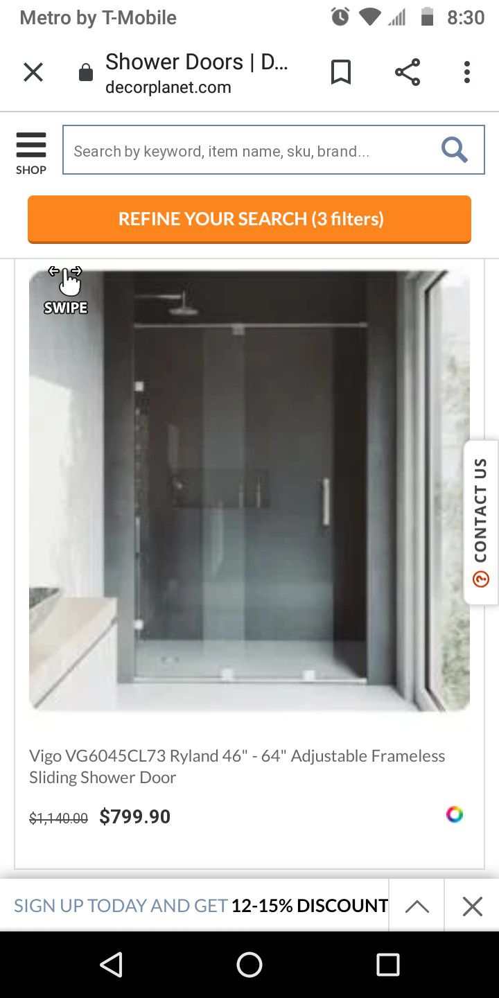 Shower door 62"x74"