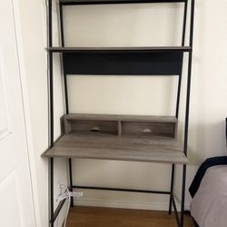 Black & Gray Wood Tone Ladder Desk w/ Shelves