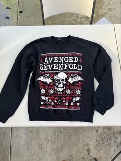 Avenged Sevenfold Men’s Red & Black Ugly Christmas Sweater Size SMALL