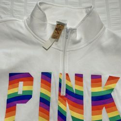 Victoria’s Secret Pink Hooded White Sweatshirt Size XXL NWT