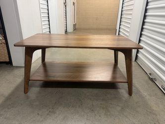 Mid-Century Modern Wood Coffee Table with Shelf