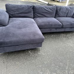 Black Velvet Sectional Couch 