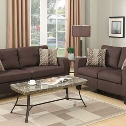 Brand New Brown Microfiber 72" Sofa + 57" Loveseat 2PCs Set