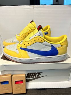 Nike Jordan 1 Low Travis Scott Canary Yellow Elkins High School Size 9.5 Men