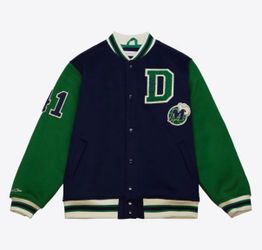 DALLAS MAVERICKS MITCHELL & NESS MEN'S NAVY BLUE DIRK VARSITY JACKET MAVS Size XL