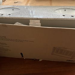 72-inch double sink bathroom vanity top, made of granite stone material.