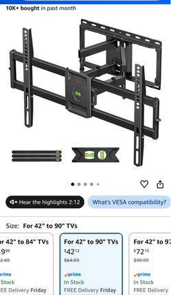 USX Mount Full Motion TV Wall Mount for Most 42-90" TV Holds up to 132lbs
