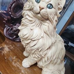 Large  Chalkware Persian Angola Cat, Statue Figurine 22