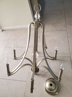 Beige gold satin finish with clear balls hanging chandelier