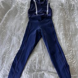 HIPKINI Hooded Blue With White Detail Workout Outfit Large 