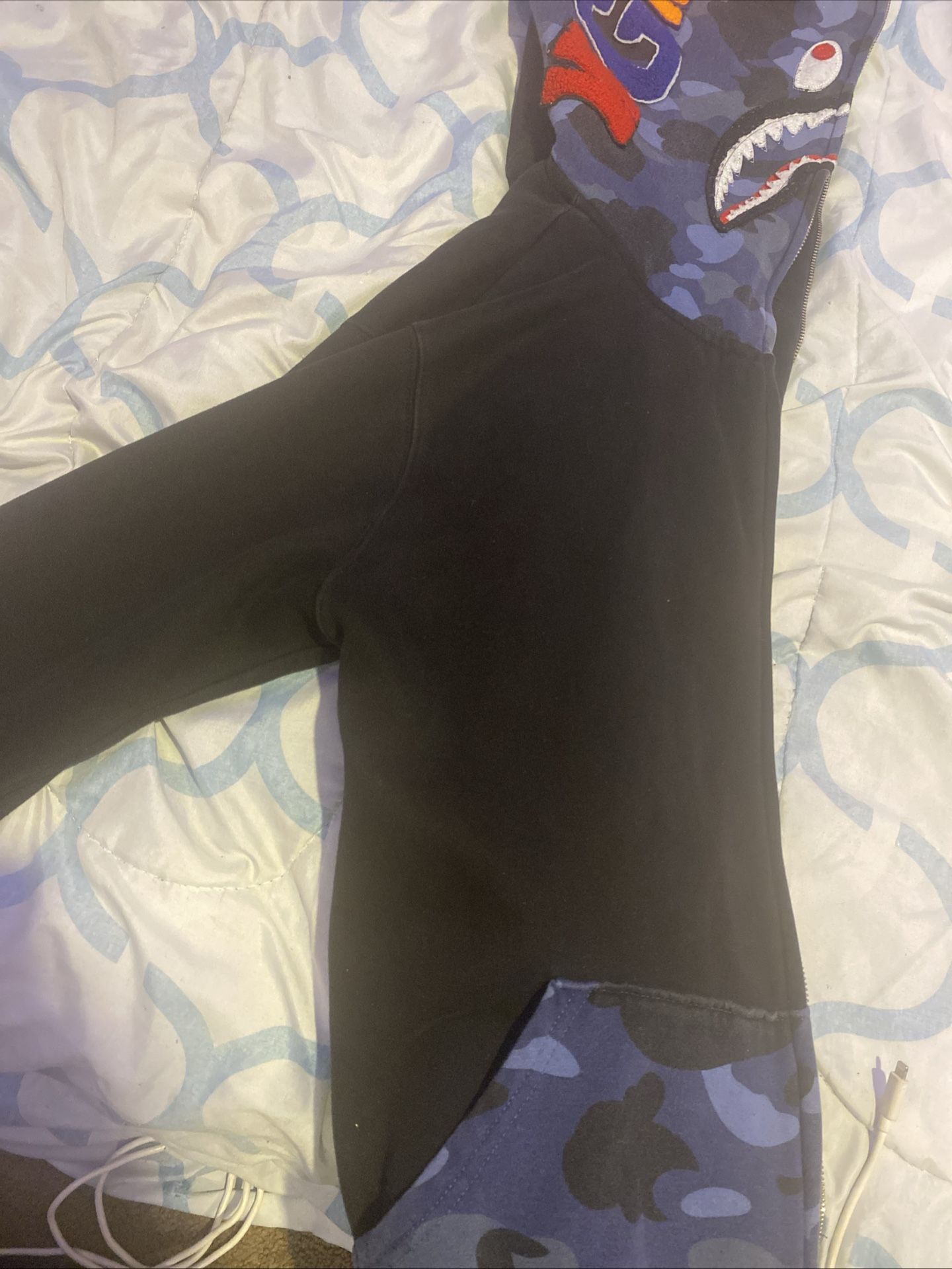BAPE Double Hood Color Camo Shark Full Zip HoodieBlack Size medium