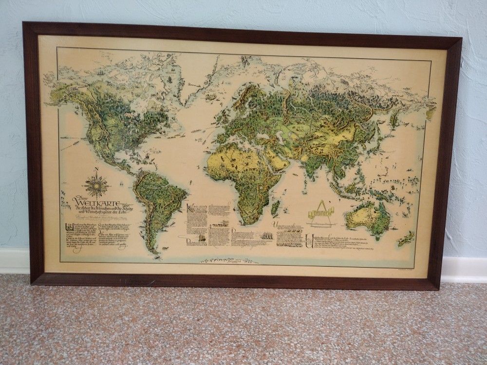 Framed German World Map 1947