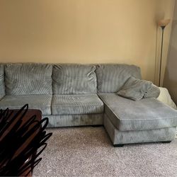 Gray Corduroy Sectional Chaise Lounger