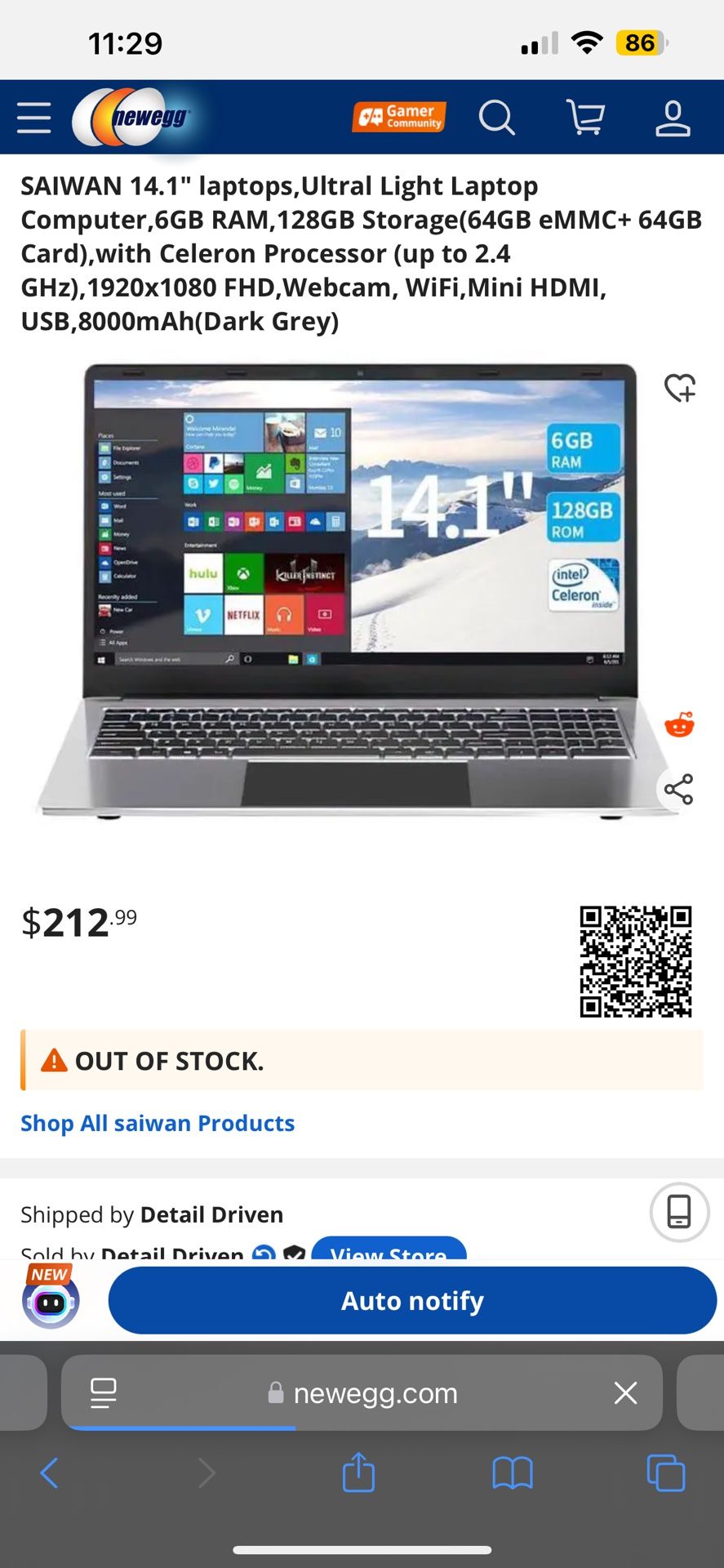 SAIWAN 14.1" laptops, Ultral Light Laptop Computer,6GB RAM, 128GB Storage(64GB eMMC+ 64GB Card), with Celeron Processor (up to 2.4 GHz), 1920x1080 FHD