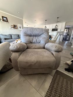 Gray Fabric Recliner – Rocking & Swiveling