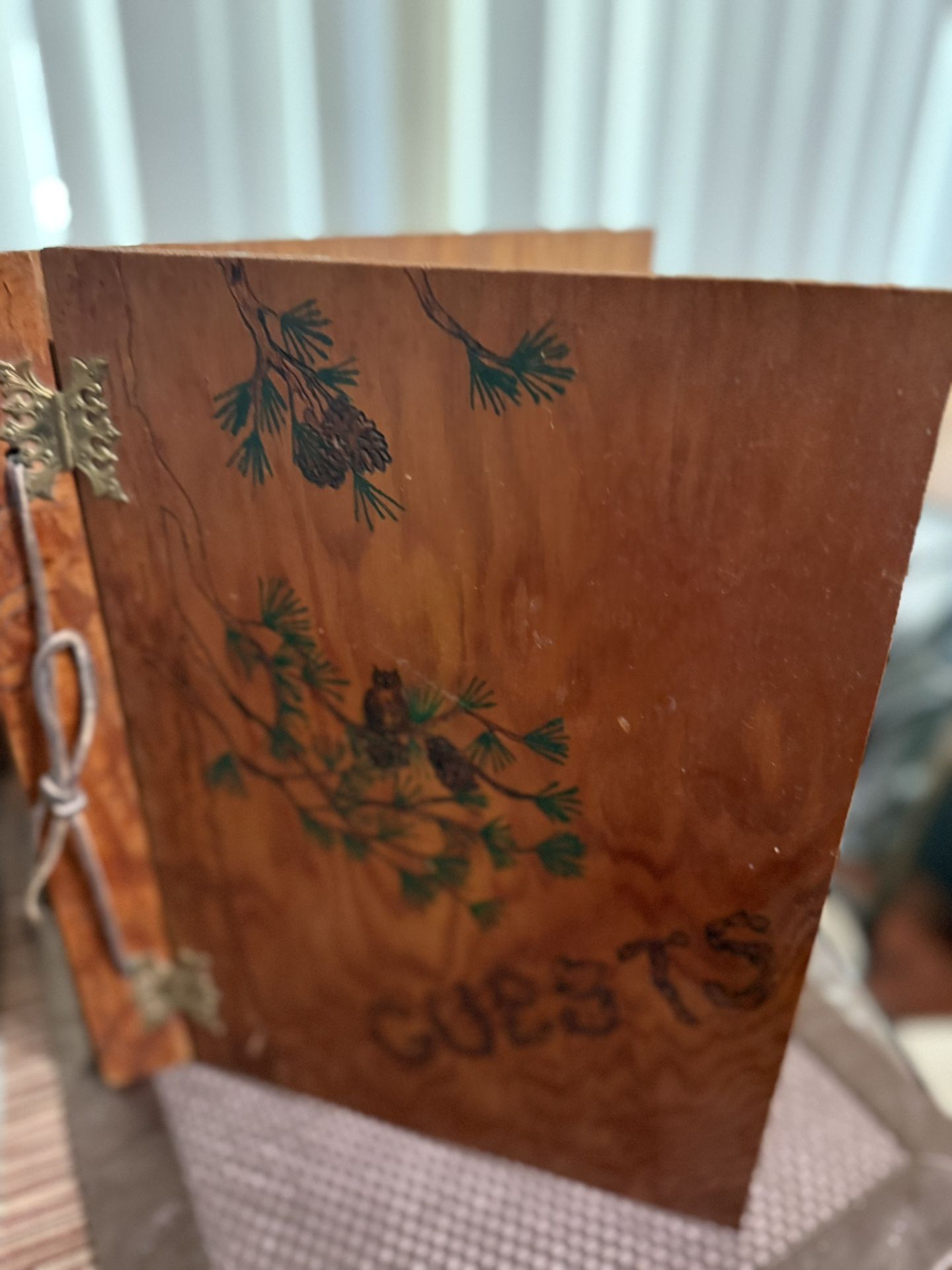 Vintage Hand Made Wood Log Book From Owls Roost Cabin 1(contact info removed)