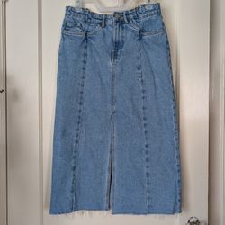 Y2K Zara Denim Cotton Maxi Patchwork Skirt Size Medium Cute Pencil Skirt